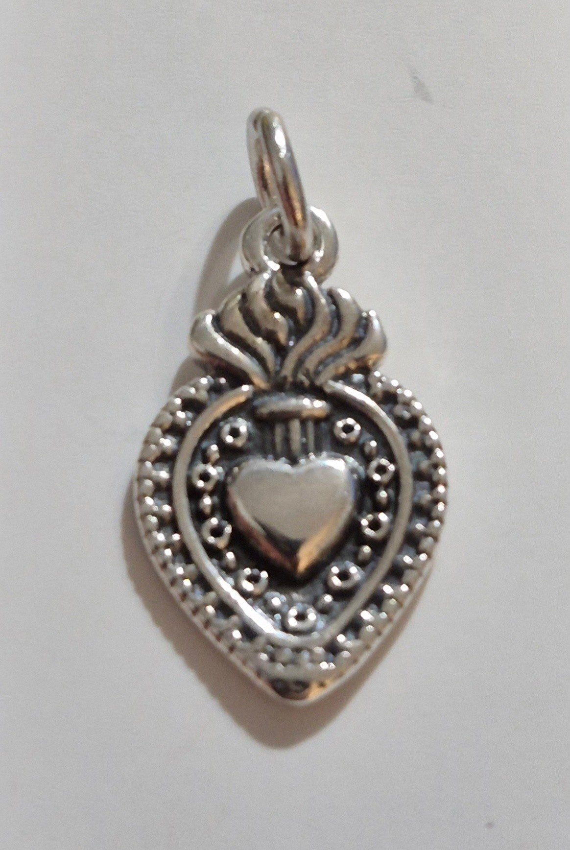 Sacred Heart Sterling Silver Charm