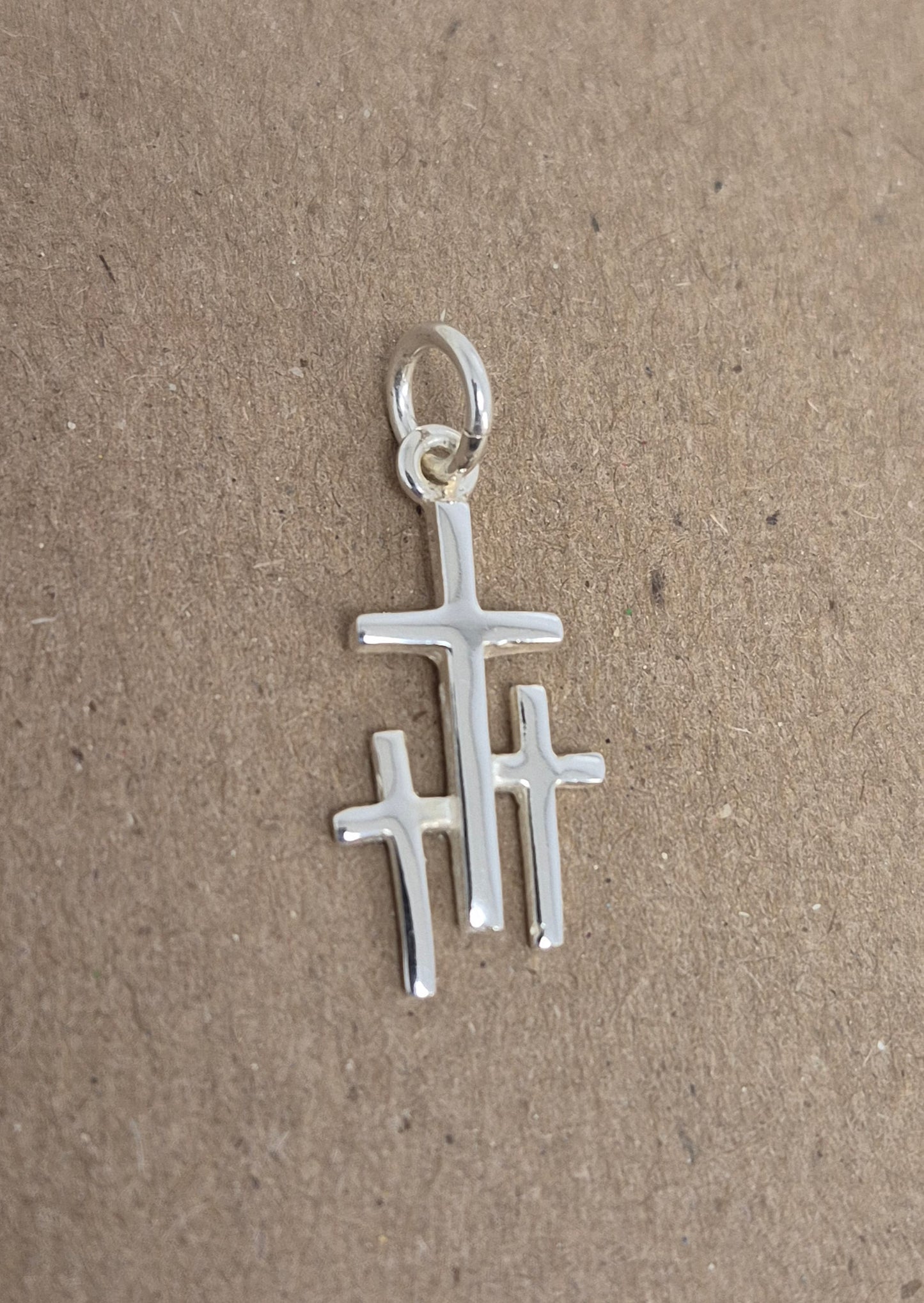 Calvary Cross Sterling Silver Charm 3/4"