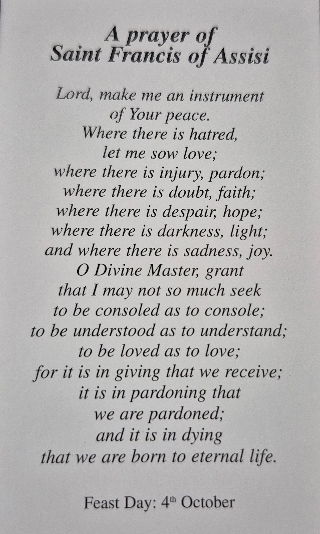 A Prayer of Saint Francis of Assisi