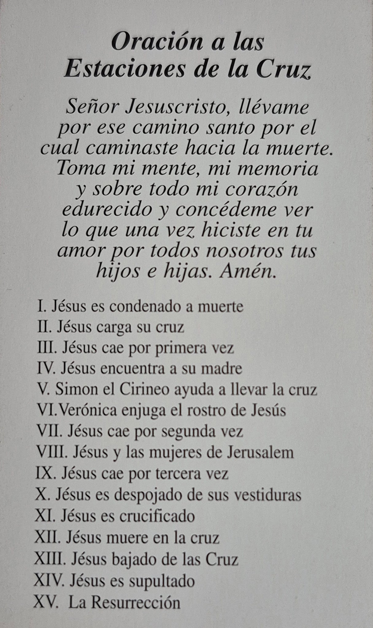 Oración a las Estaciones de la Cruz