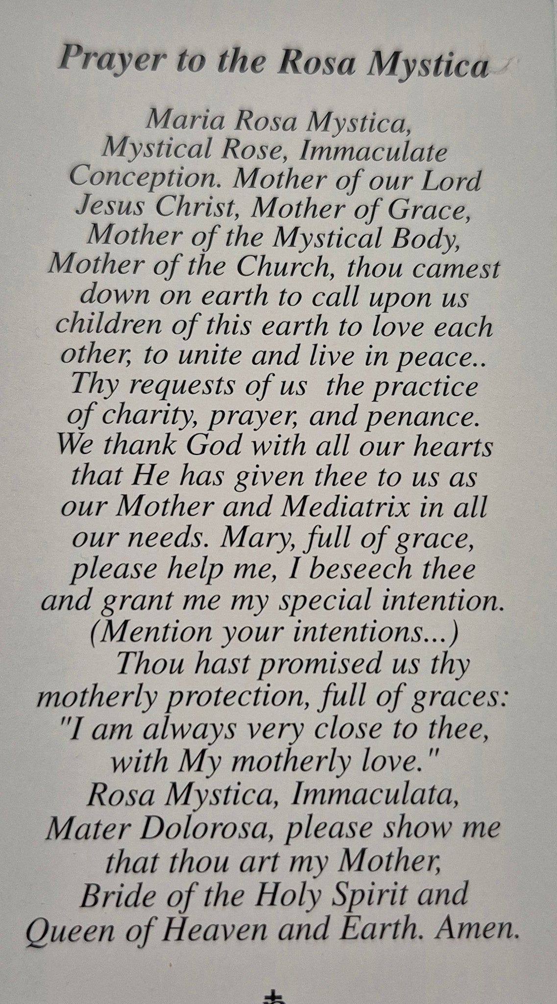 Prayer to the Rosa Mystica