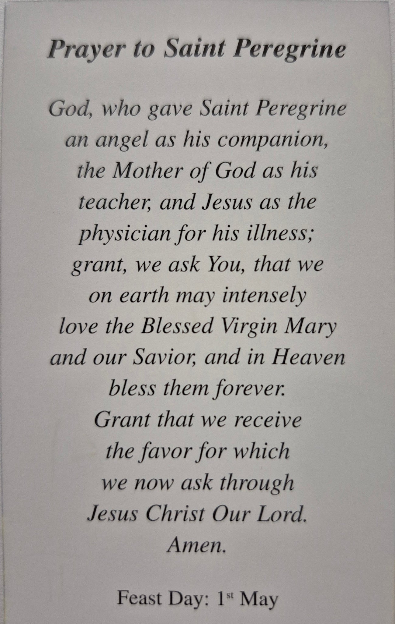 Prayer to Saint Peregrine