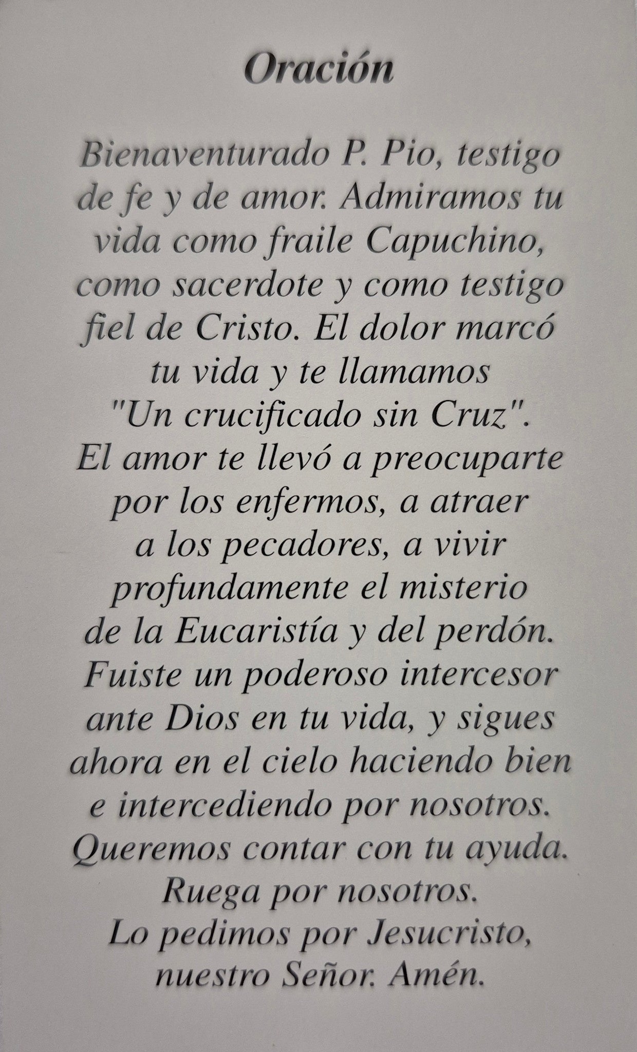 Oracion Santo Pio de Pietrelcina