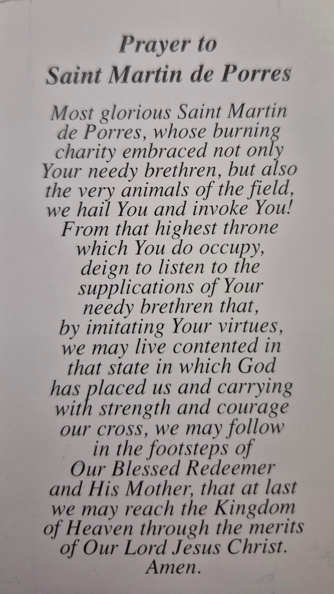 Prayer to Saint Martin de Porres