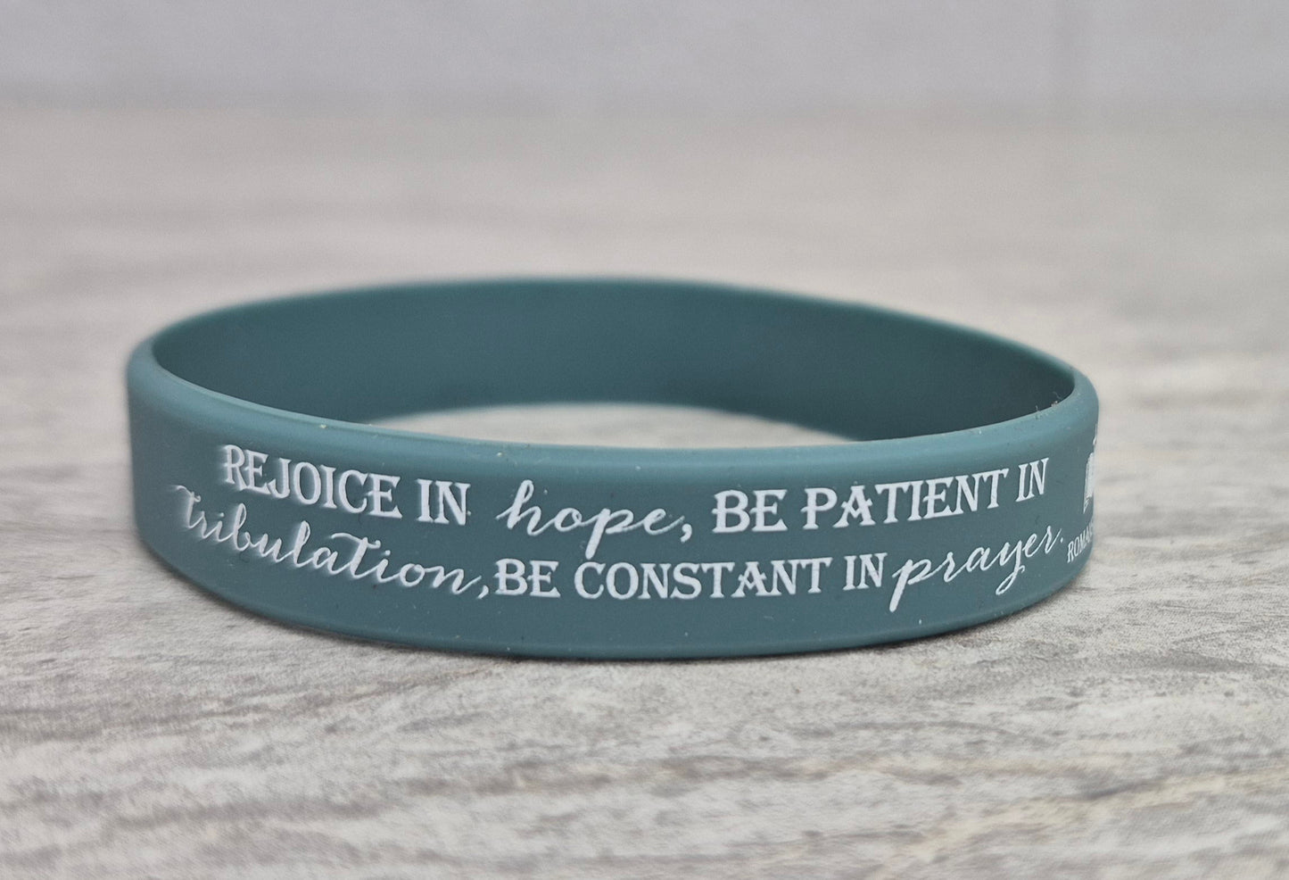 Rejoice in Hope Silicone Bracelet Romans 12:12
