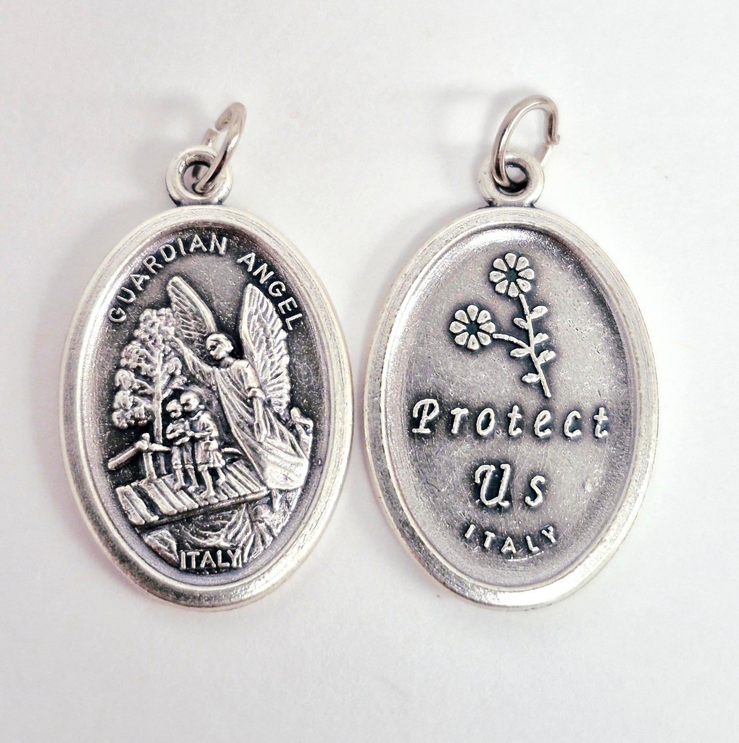 Guardian Angel Oxidized Medal