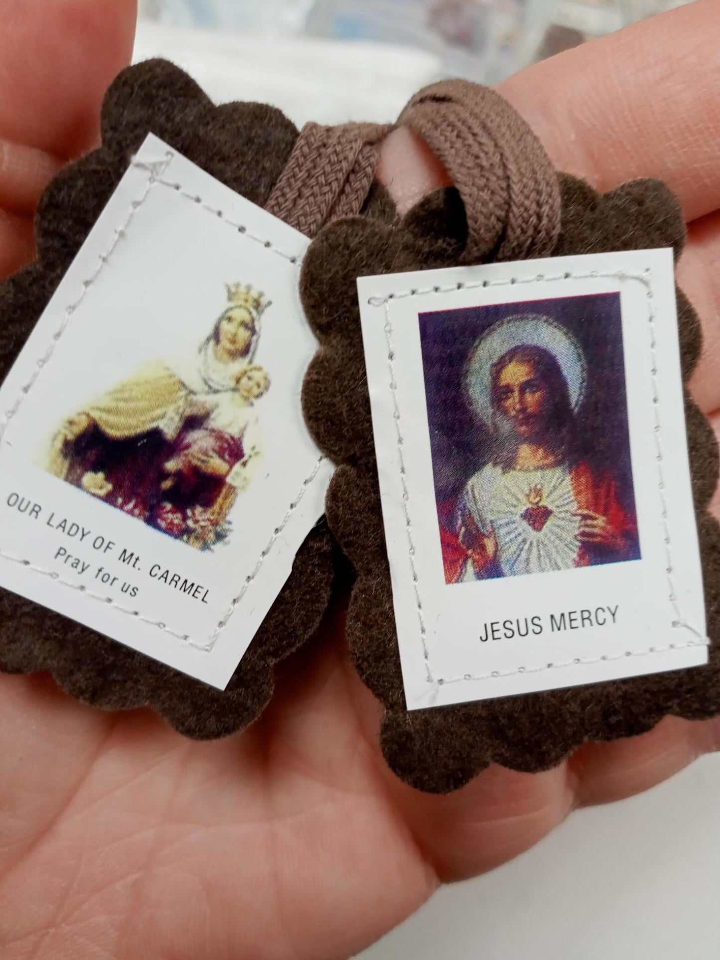 2" Our Lady of Mt Carmel/Sacred Heart Felt Scapular