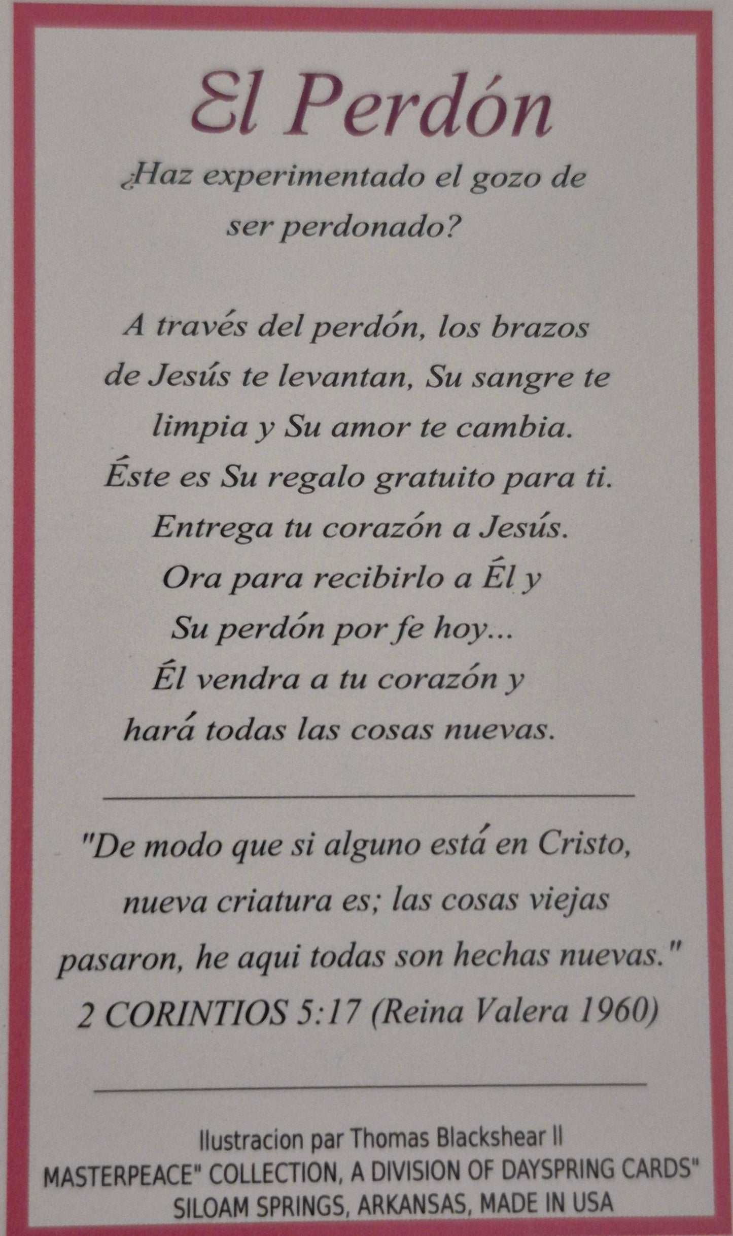El Perdon Prayer Card (Spanish)