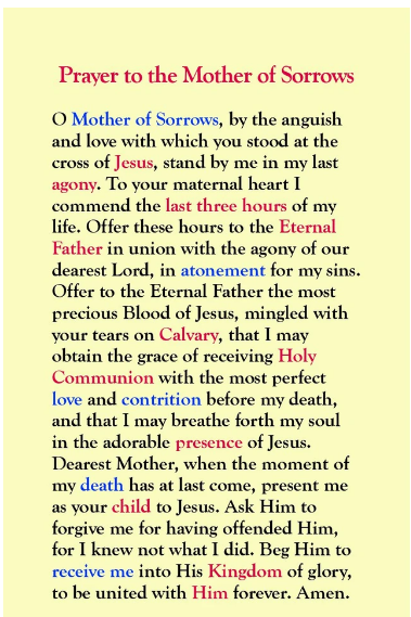 Prayer to the Mother of Sorrows