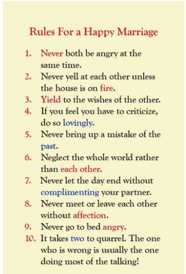 Rules for a Happy Marriage Laminated Card
