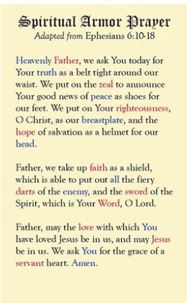 Spiritual Armor Prayer Laminated Card