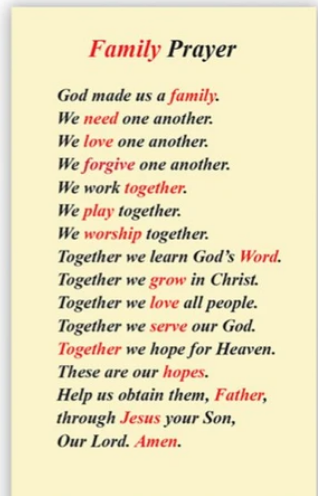 Family Prayer Laminated Card