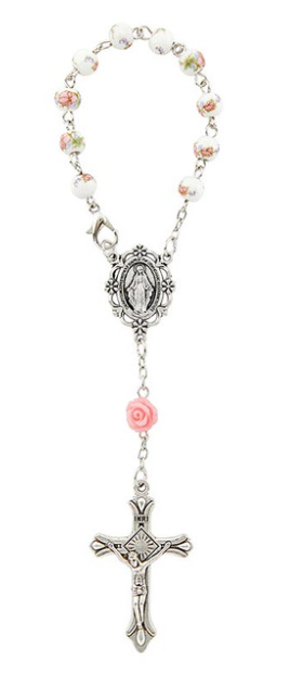 Pink Miraculous Mother Auto Rosary