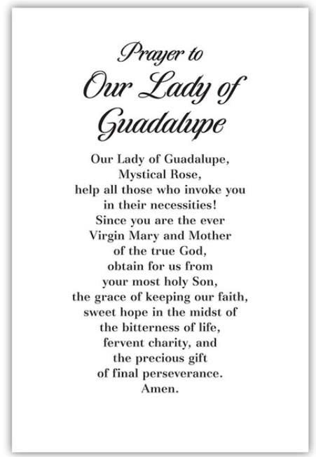 Prayer to Our Lady of Guadalupe Greeting Card