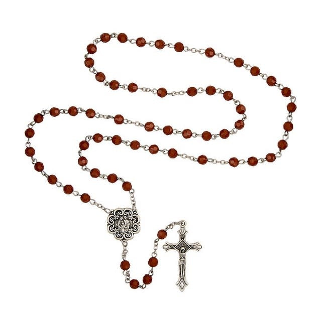 Holy Family Brown Faceted Rosary