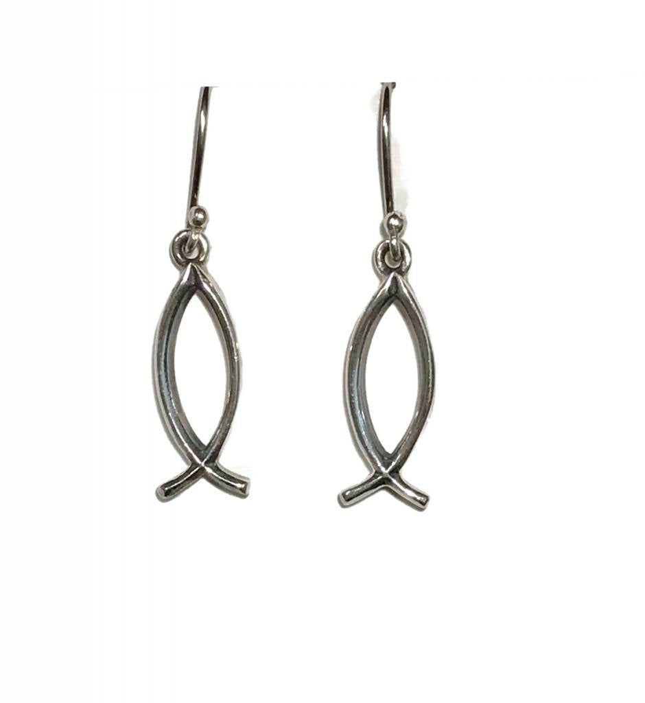 Open Ichthus SS Earrings
