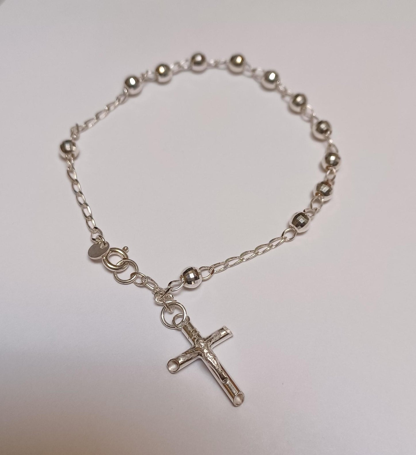 Diamond Cut Rosary Bracelet w/Large Beads
