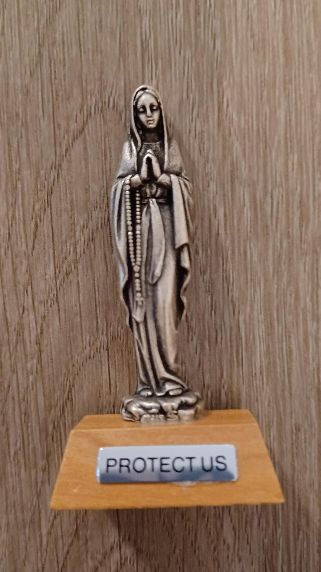 2.75" Lourdes Pewter Statue with Olivewood Base