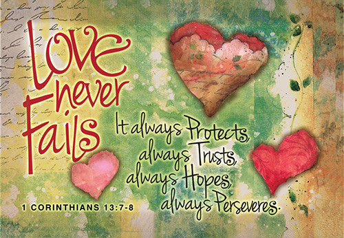 Love Never Fails Prayer Card