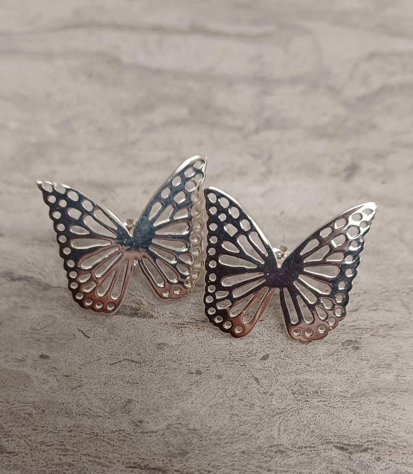 Medium Butterfly Sterling Silver Stud Earrings