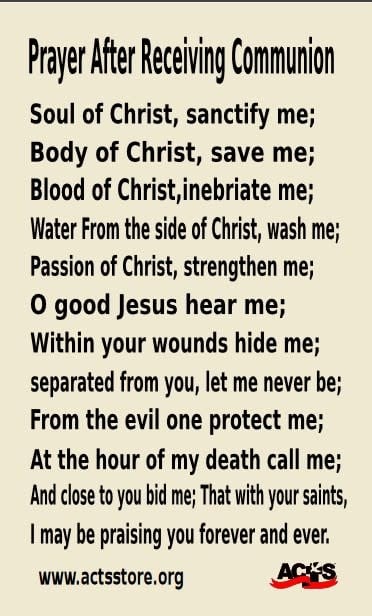 Prayer After Receiving Communion
