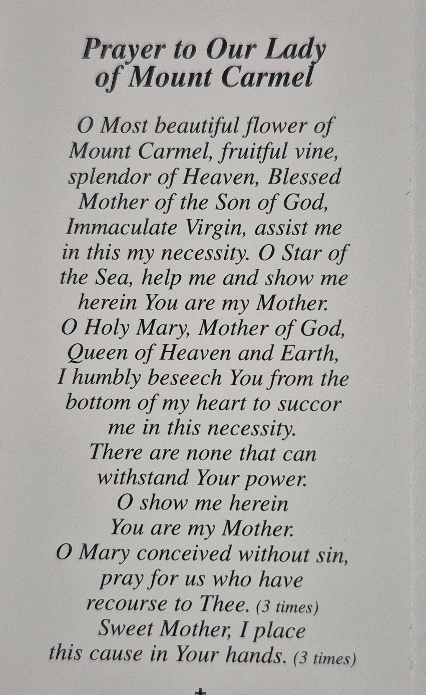 Prayer to Our Lady of Mount Carmel