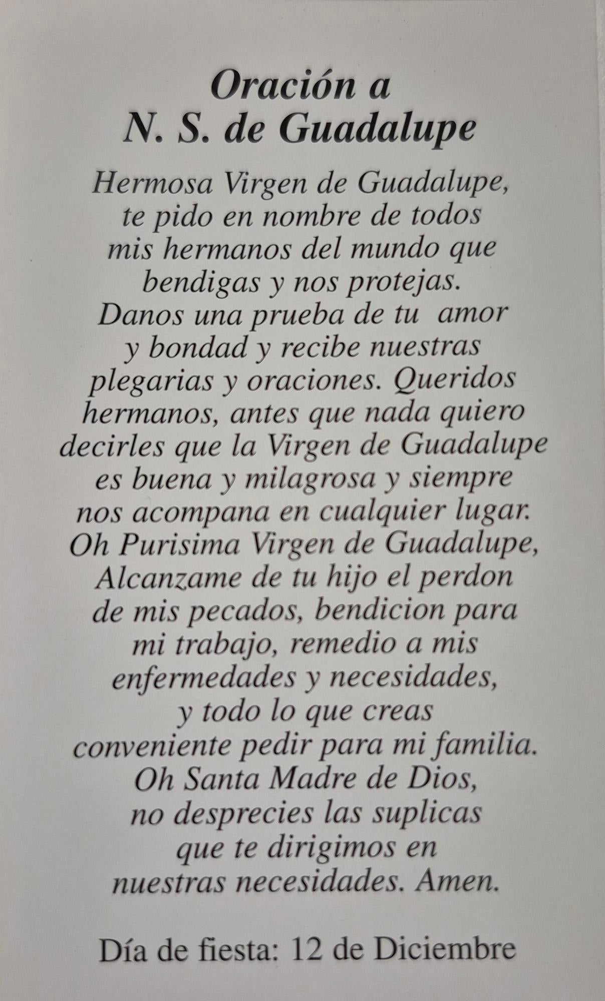 Oración a N.S de Guadalupe