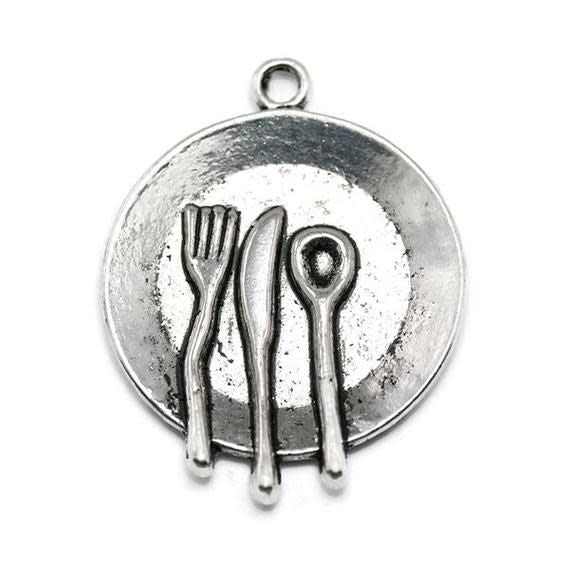 Silverware w/plate Charm