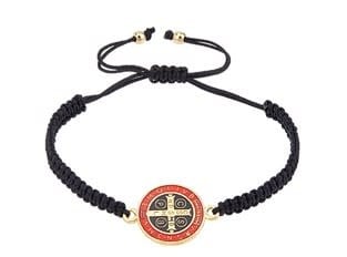 St Benedict Medal Black Corded Bracelet