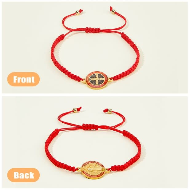 St Benedict Medal Red Corded Bracelet