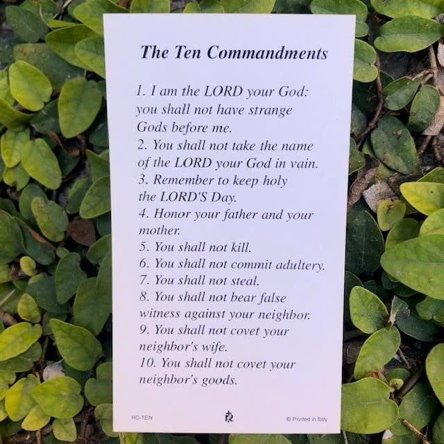The Ten Commandments Holy Card