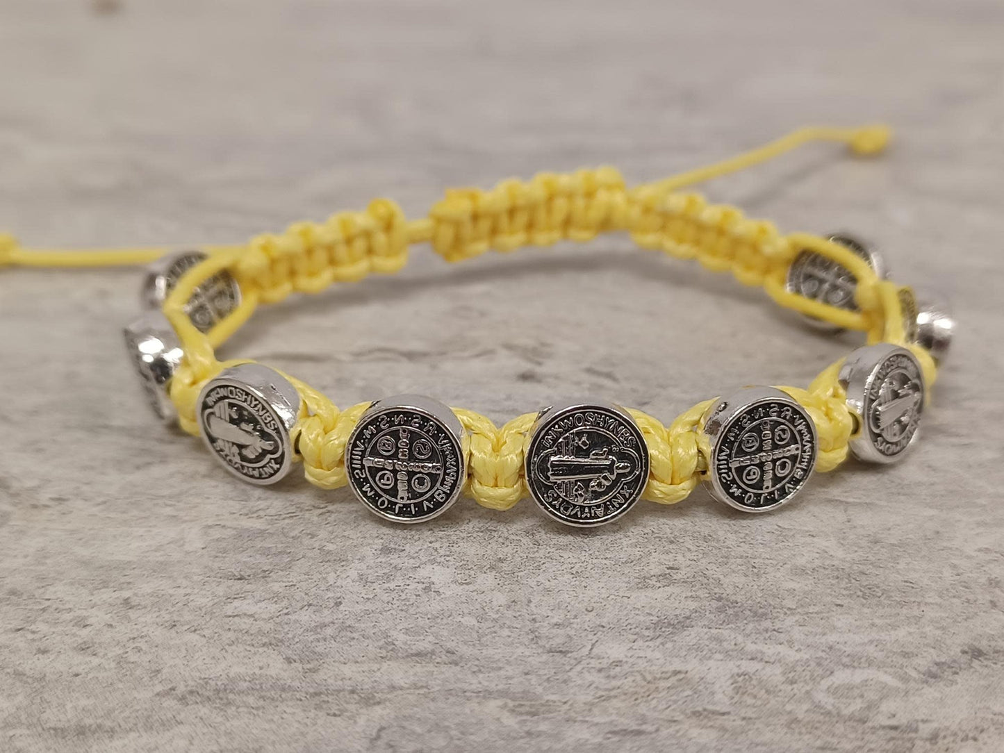 St Benedict Knotted Rosary Bracelet Yellow