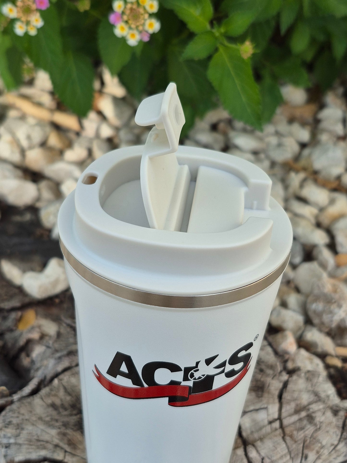 ACTS White 16oz Coffee Thermos Tumbler