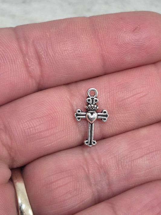 Sacred Heart Cross Charm
