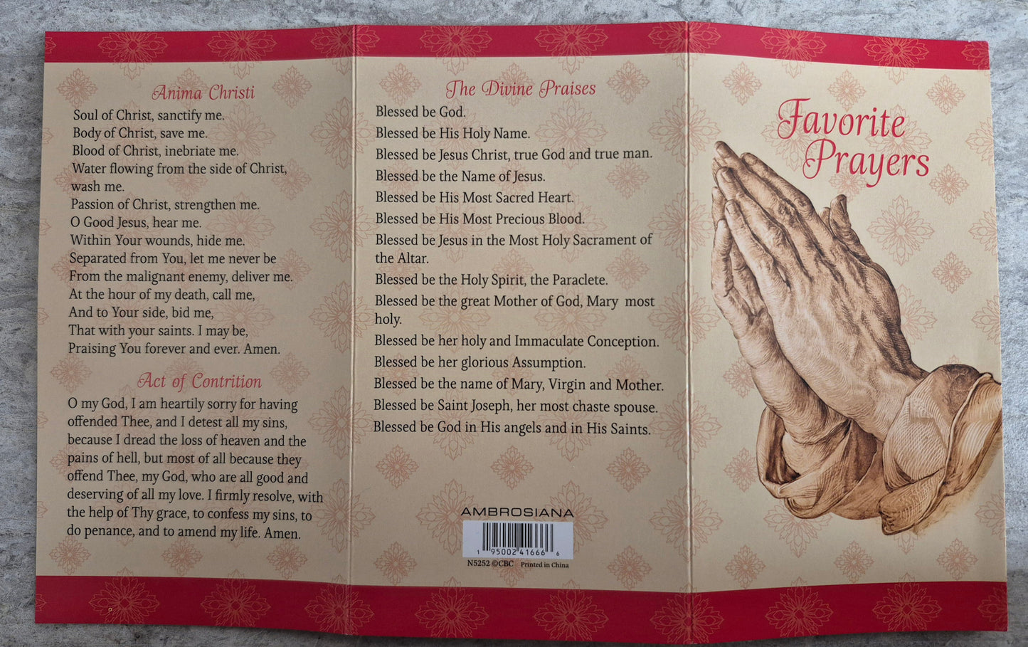 Favorite Prayers Tri-Fold Prayer Card
