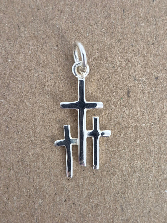 Calvary Cross Sterling Silver Charm 3/4"