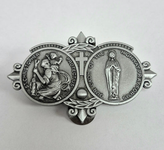 St Christopher and Our Lady of the Highway Visor Clip