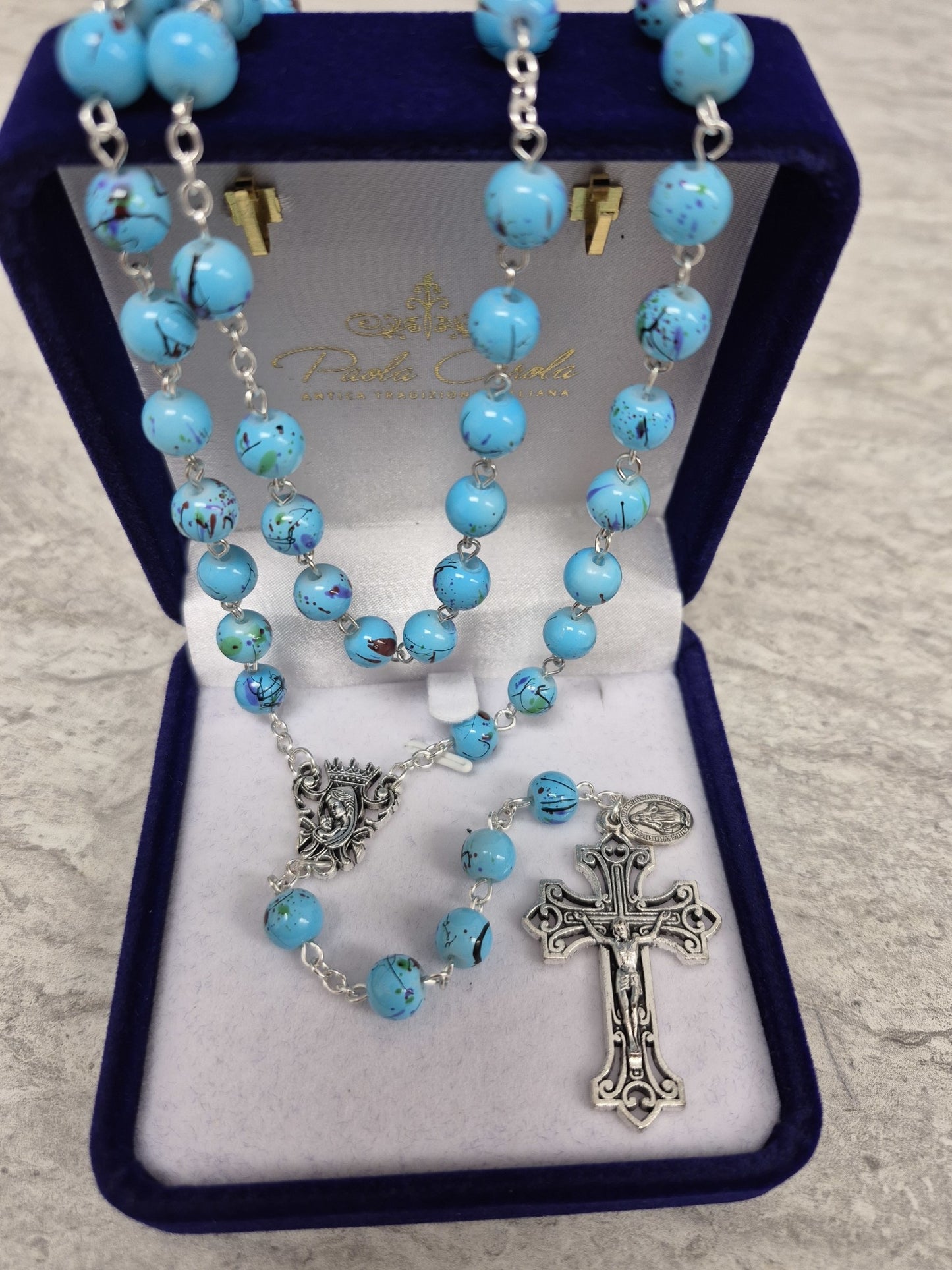 Mother and Child Glass Bead Turquoise Rosary