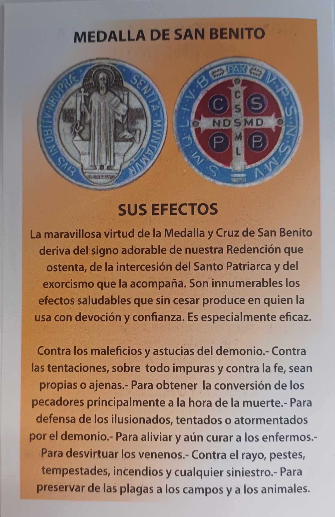 Significado De La Medalla De San Benito y Tarjeta De Oracion