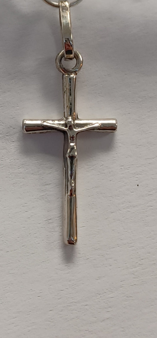Traditional Crucifix Sterling Silver Pendant 1"