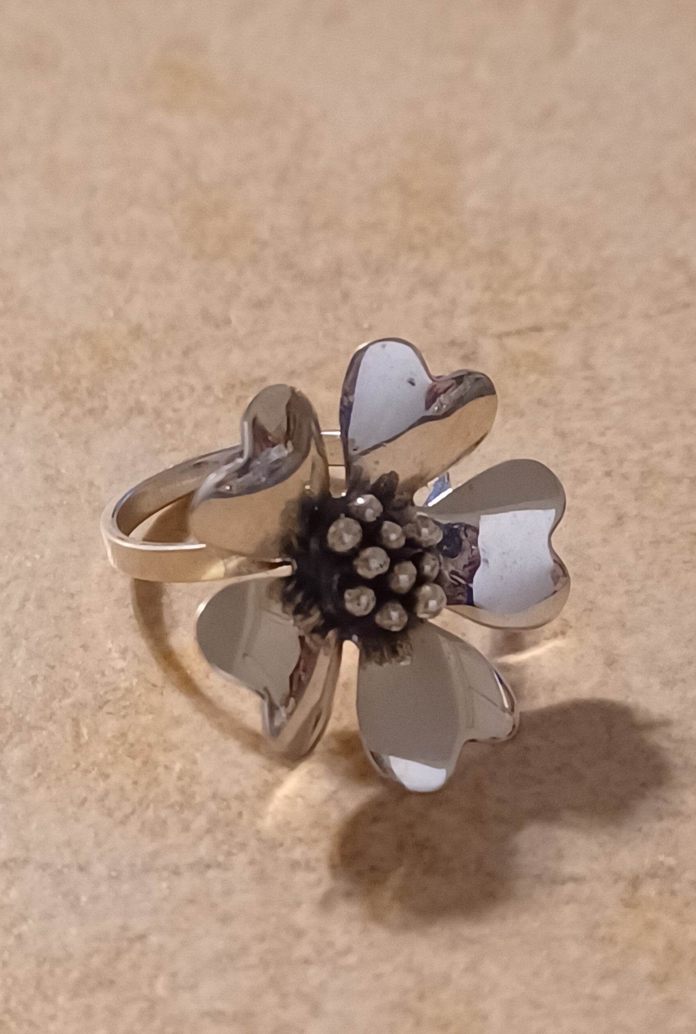 Large Sterling Silver Flower Ring