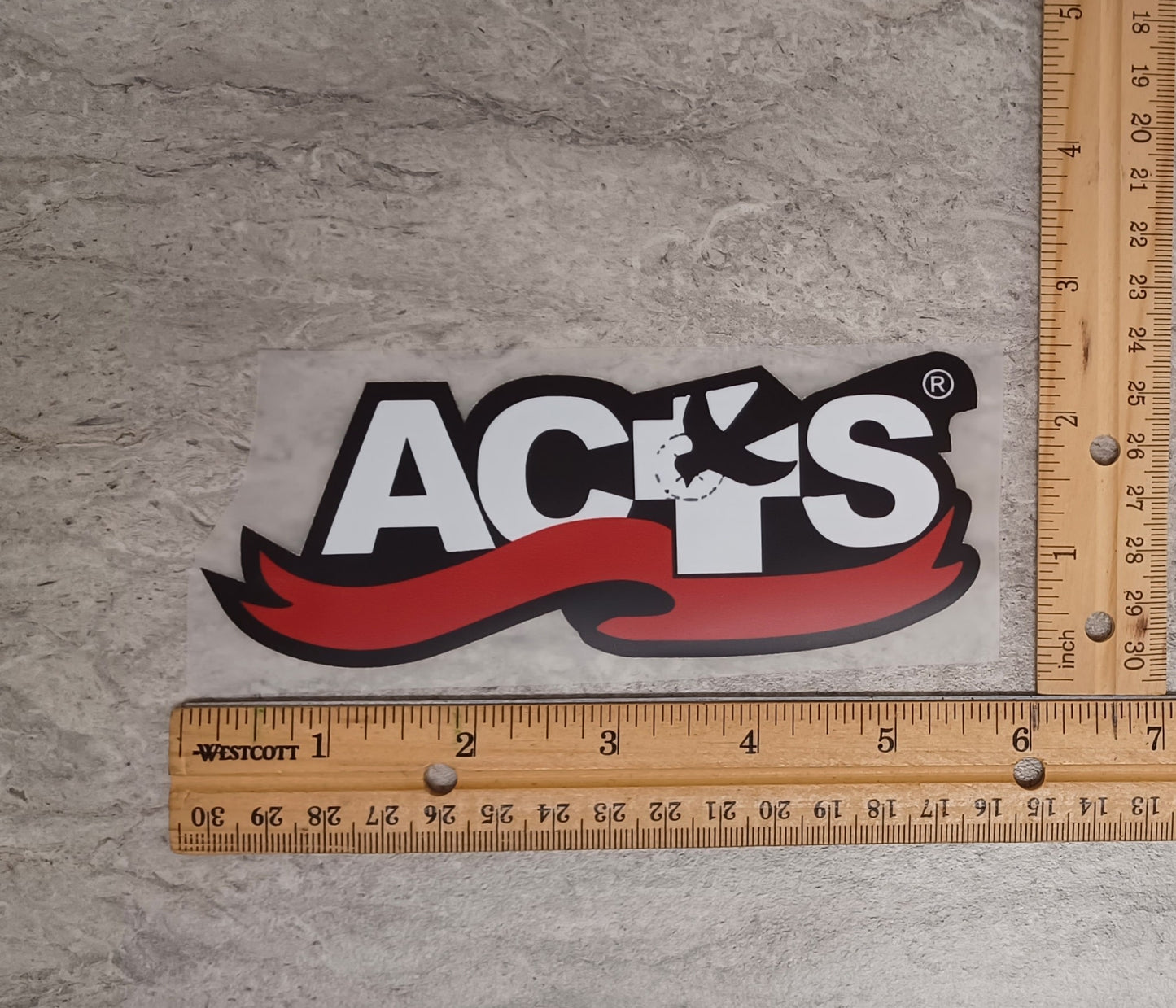 ACTS Ribbon Logo Transfer 5.5" X 2" 10 PACK