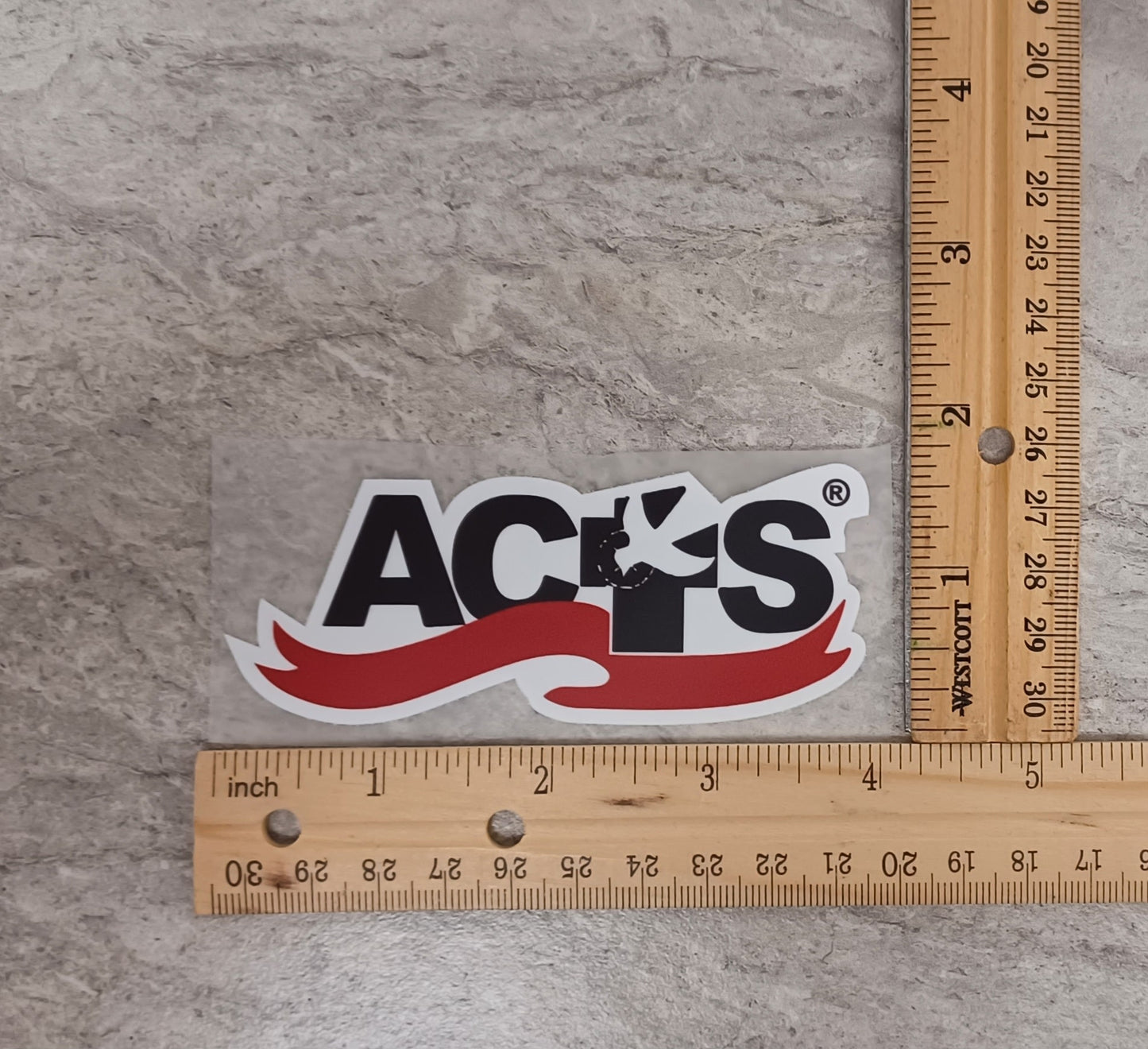 ACTS Ribbon Logo Transfer 4" X 1.5" 10 PACK
