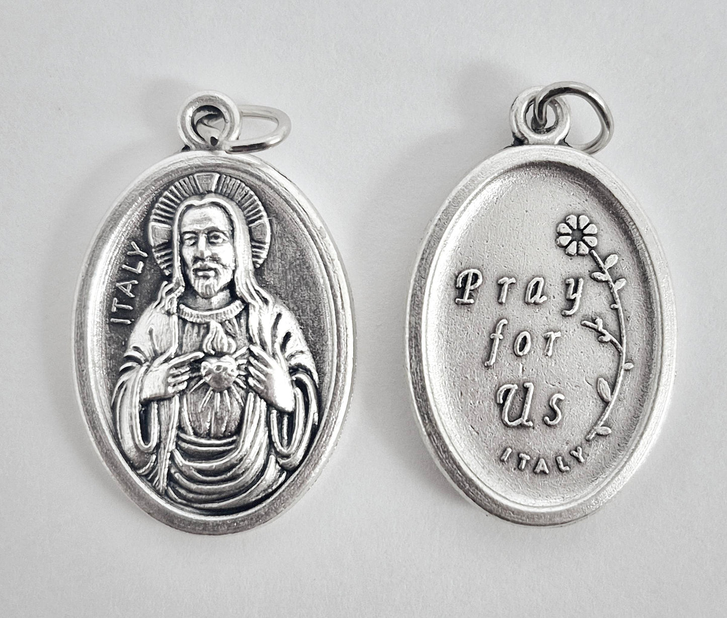 Sacred Heart Oxidized Medal
