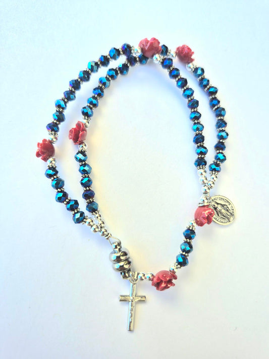 Miraculous Mother Red Rose Rosary Bracelet