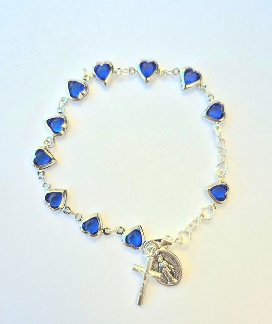 Miraculous Blue Heart Rosary Bracelet