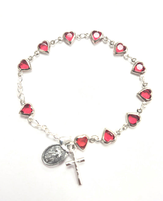 Divine Mercy Red Heart Rosary Bracelet