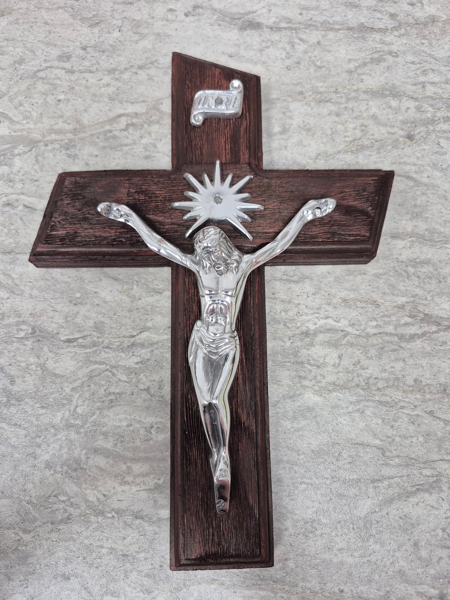 Handmade Wood and Pewter Cruifix
