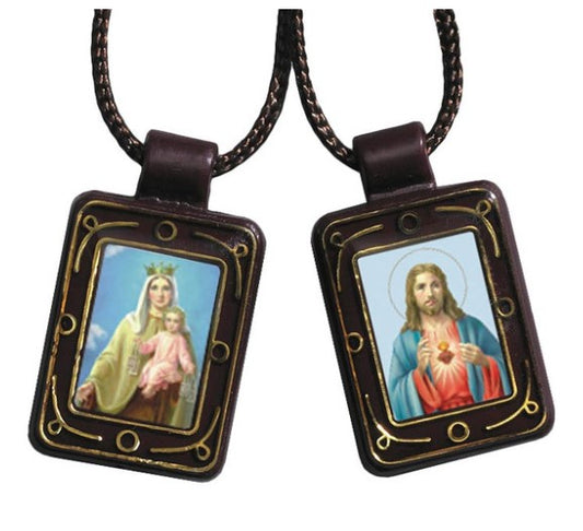 Mini 1/2" Sacred Heart & Our Lady of Mt Carmel Scapular