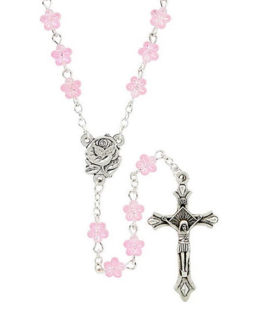 Pink Floral Rosary